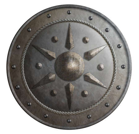 Round metal shield isolated 3d illustrationの写真素材