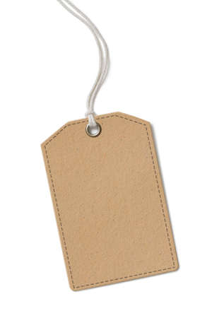 Blank brown paper label or cloth tag isolatedの写真素材