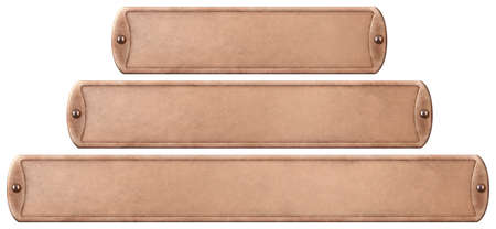 Bronze or copper metal plates set isolatedの写真素材