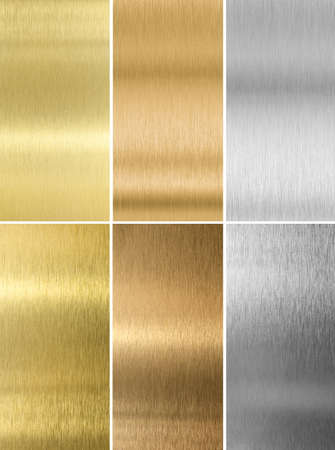 various brushed metal plates collection as silver, gold and bronzeの写真素材