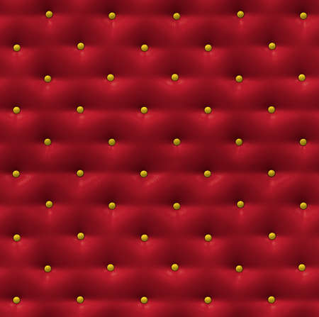 Red leather seamless pattern with gold buttonsの写真素材
