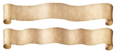 Fantasy old paper banners set isolated on whiteの写真素材