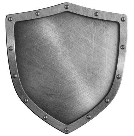 Metal classical shield or coat of arms isolated on whiteの写真素材
