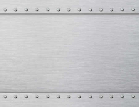 Metal steel scratched armor background with rivets 3d illustrationの写真素材