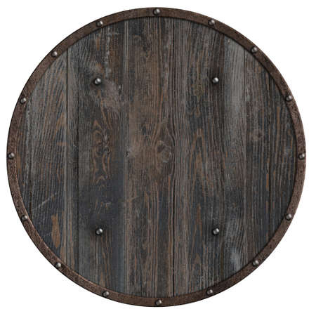 round wooden shield very simple 3d illustration