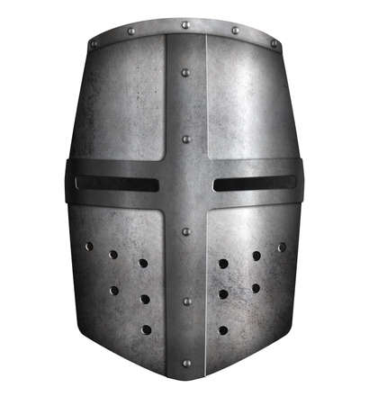 Crusader knights metal helmet isolated 3d illustrationの写真素材