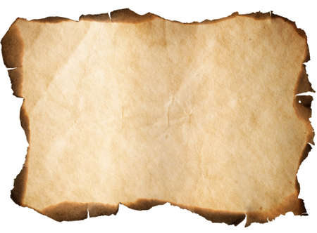 old paper or map with burnt edges isolatedの写真素材
