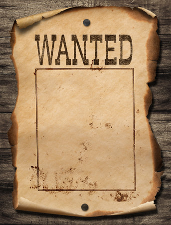 Wild west wanted poster on wood wallの写真素材