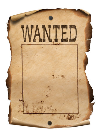 Wild west wanted poster isolated on whiteの写真素材