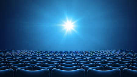 Blue cinema theater 16:9 format 3d illustrationの写真素材