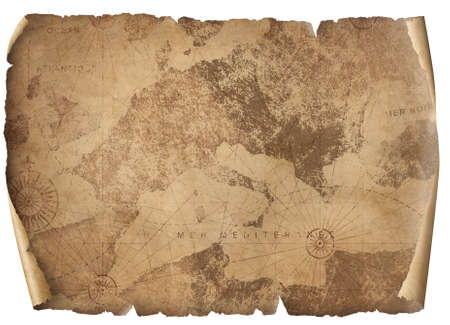 Vintage paper textured Europe map isolated.の写真素材
