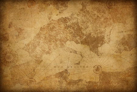 Vintage paper textured Europe map retro background.の写真素材