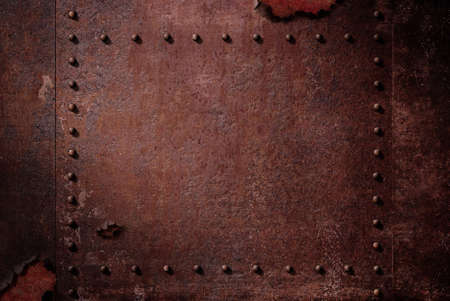 Metal damaged plate military steam punk background 3d illustrationの写真素材