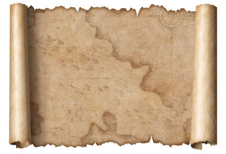 abstract medieval nautical map scroll isolatedの写真素材