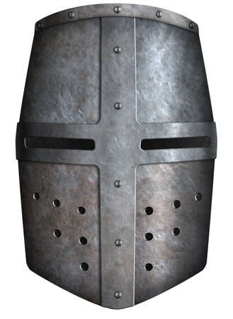 Crusader knights metal helmet isolated 3d illustrationの写真素材