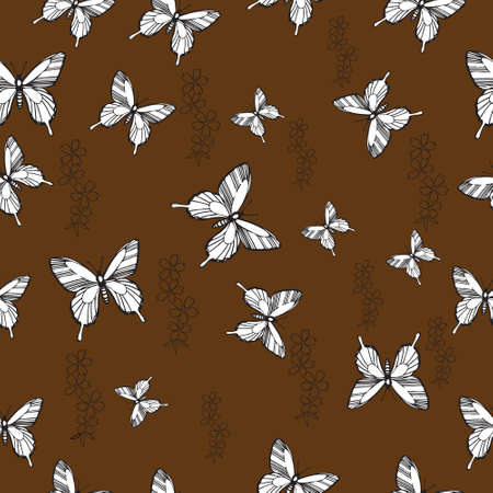 Pattern with butterflies and flowers. not seamlessのイラスト素材