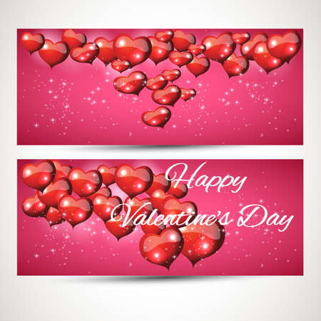 set of vertical and horizontal Flyers with flying hearts greeting. Vector. set 1のイラスト素材