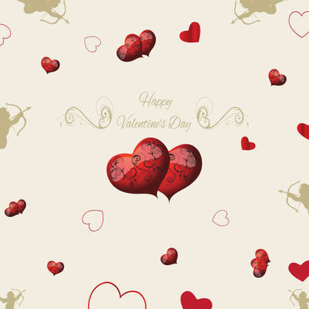 background with hearts and vintage elements. Valentine's Day. vector illustrationのイラスト素材