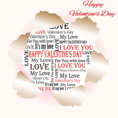 Illustration of a broken background with emerging test. Valentine's Day. Vector.のイラスト素材