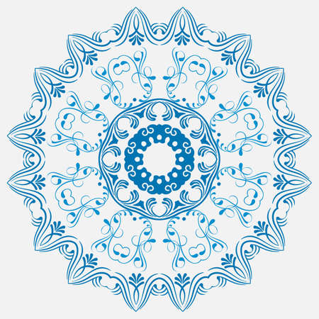 the circular blue pattern in the national Russian style. vector illustrationのイラスト素材