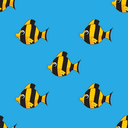 seamless pattern with colorful fishes. vector backgroundのイラスト素材