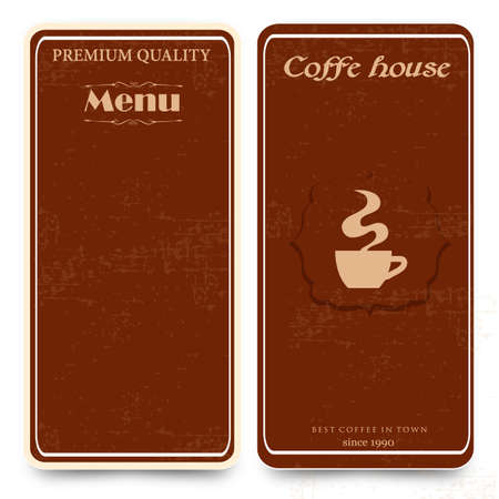 stylish menu template with a cup of coffee and coffee beansのイラスト素材