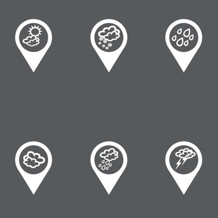 set of weather icons in the navigation a flat design. long shadowsのイラスト素材