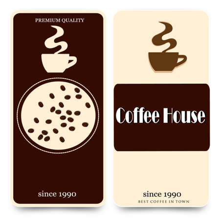 menu for coffee with a mug and coffee beansのイラスト素材