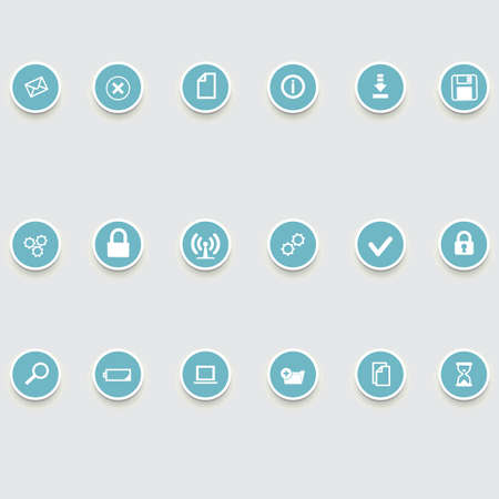 Set of multicolored round of computer iconsのイラスト素材