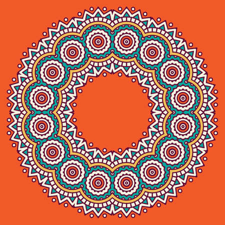 Ornamental colorful round floral ethnicity. Vector ornamentのイラスト素材