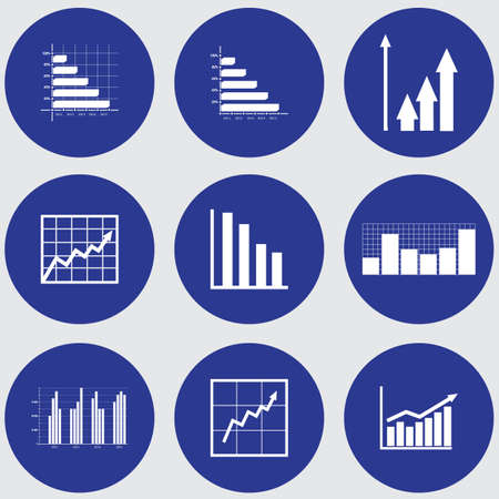 set of pie charts and graphs. Flat designのイラスト素材
