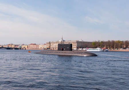 SAINT-PETERSBURG, RUSSIA - May 09, Warships during in parade dedicated to Victory Day, May 09, 2015, St. Petersburg, Russia.のeditorial素材