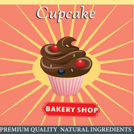 vector poster with Chocolate Cake on a pink backgroundのイラスト素材