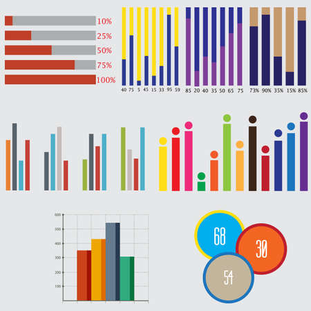 set of charts and graphs for reports and statisticsのイラスト素材