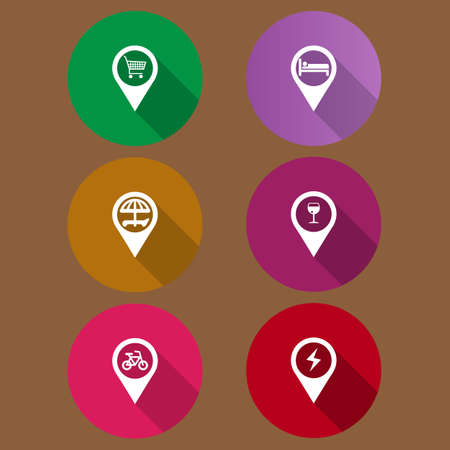 set of navigation icons in a flat design with long shadowsのイラスト素材