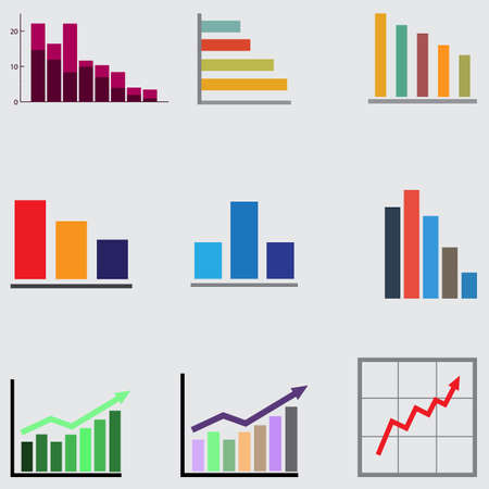 set of charts and graphs for reports and statisticsのイラスト素材