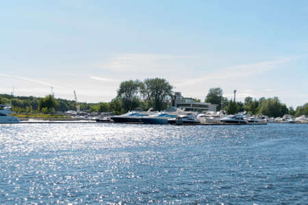 Sankt-Petersburg, Russia - Jule 02, 2015: Yacht moored at the pier, in St. Petersburg, Jule, 2015, Russiaのeditorial素材