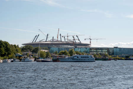Sankt-Petersburg, Russia - Jule 02, 2015: construction of a stadium, in St. Petersburg, Jule, 2015, Russiaのeditorial素材