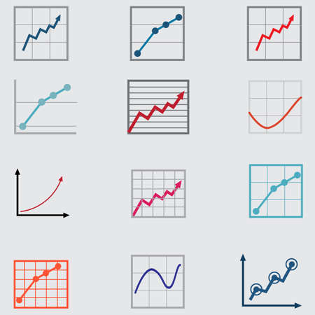 set of charts and graphs for reports and statisticsのイラスト素材