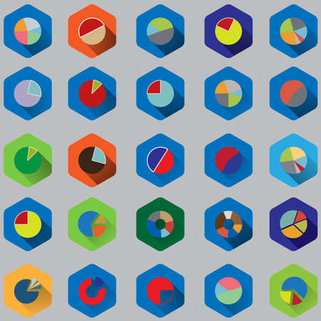 set of charts and graphs for reports and statistics in flat design with long shadowsのイラスト素材