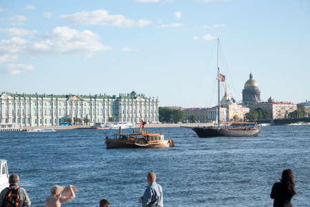 St. Petersburg, RUSSIA - May 30, 2016: sailboat floating in the waters of the river Neva, in the eventのeditorial素材