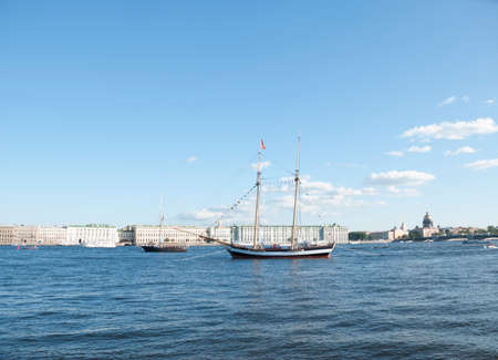 St. Petersburg, RUSSIA - May 30, 2016: sailboat floating in the waters of the river Neva, in the eventのeditorial素材