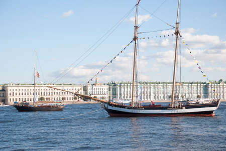 St. Petersburg, RUSSIA - May 30, 2016: sailboat floating in the waters of the river Neva, in the eventのeditorial素材