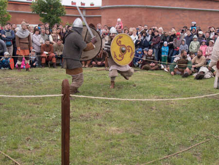 Saint Petersburg, Russia - 28 may 2016: battle of the Vikings. Historical reenactment and festival may 28, 2016, in Saint Petersburg, Russiaのeditorial素材