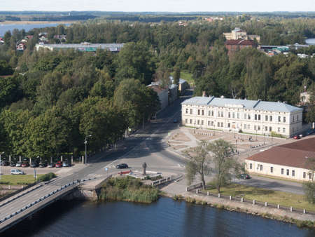 the mouth of the river Vuoksi and the Gulf of Finland in Vyborgの写真素材