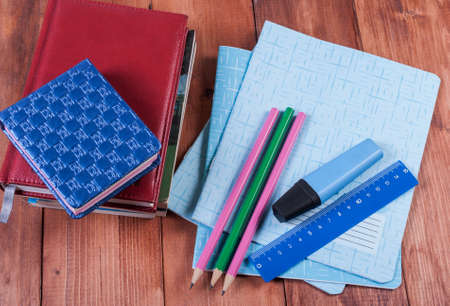 School supplies on a white background