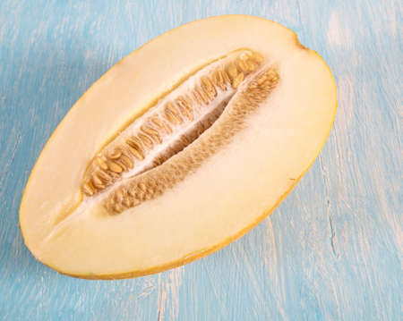 Fresh sweet melon on the wooden tableの写真素材