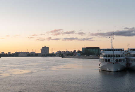 St. Petersburg, Russia - September 5, 2017: Moored at the pier of white shipsのeditorial素材