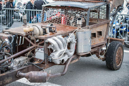 St. Petersburg, Russia - September 25, 2017:  Exhibition of unique machines. Exhibition at the closing of the biker season in St. Petersburgのeditorial素材