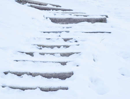 Stone steps under the snow cover
